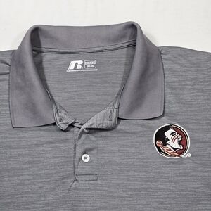 Florida State Seminoles Men's Russell Athletic Polo Shirt 2XL Gray Embroidered